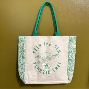 TURTLE PROTECTION Keep the Sea Plastic Free Tote Reusable Shopping Bag